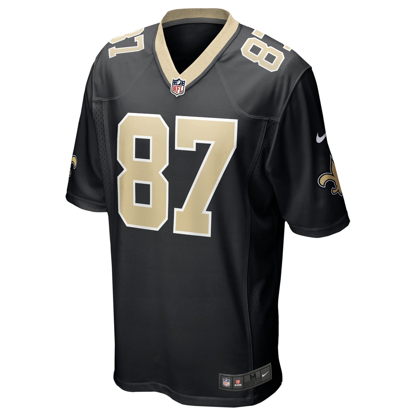 Foster Moreau New Orleans Saints Nike Game Jersey - Black football jersey product view 2