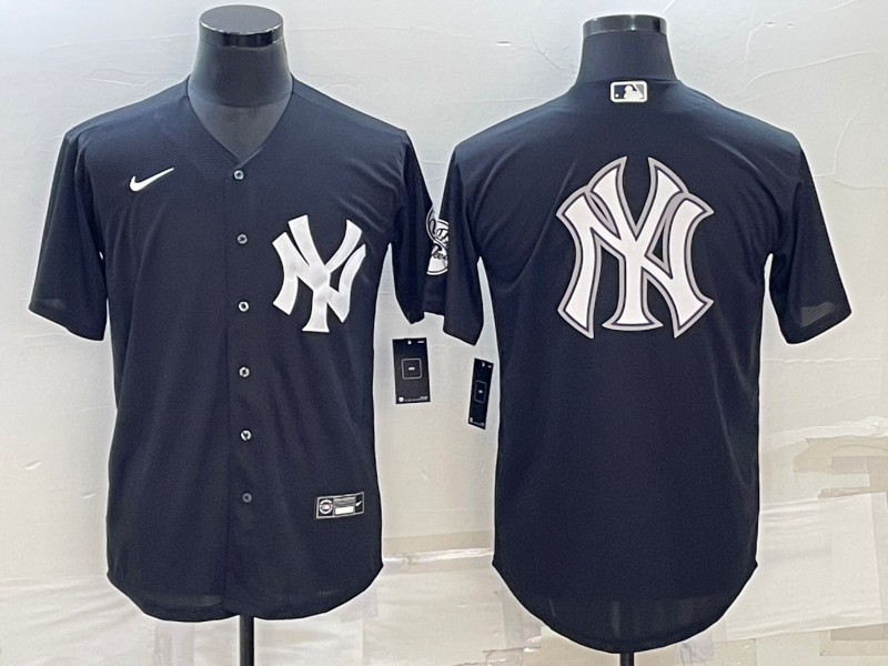 Men's New York Yankees Black Replica Player Jersey1 baseball jersey product view 1