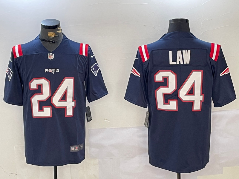 Men's New England Patriots Ty Law #24 Navy Retired Player Alternate Game Jersey1 football jersey product view 1