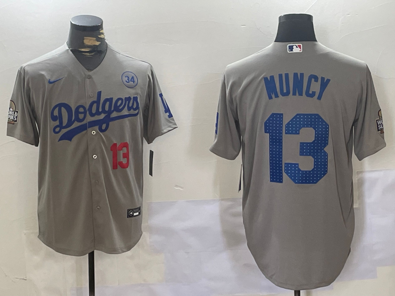 Men's Los Angeles Dodgers Max Muncy #13 Gray Game Player Jersey1 baseball jersey product view 1