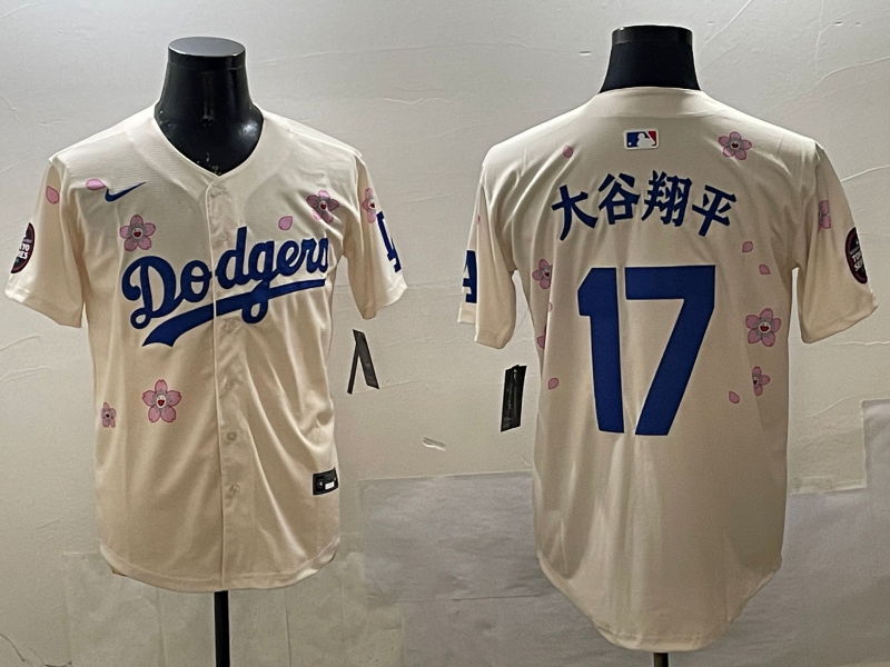 Men's Los Angeles Dodgers Shohei Ohtani Cream Alternate Replica Player Jersey1 baseball jersey product view 1