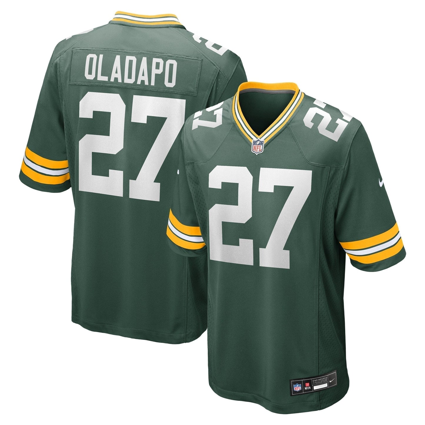 Kitan Oladapo Green Bay Packers Nike Game Jersey - Green football jersey product view 1