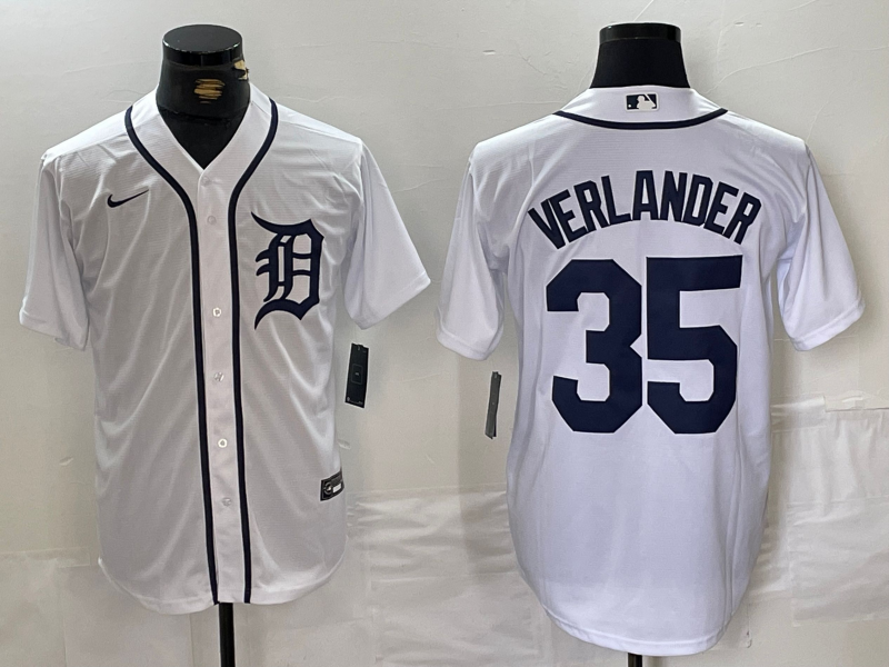 Men's Detroit Tigers Justin Verlander #35 White Replica Player Jersey baseball jersey product view 1