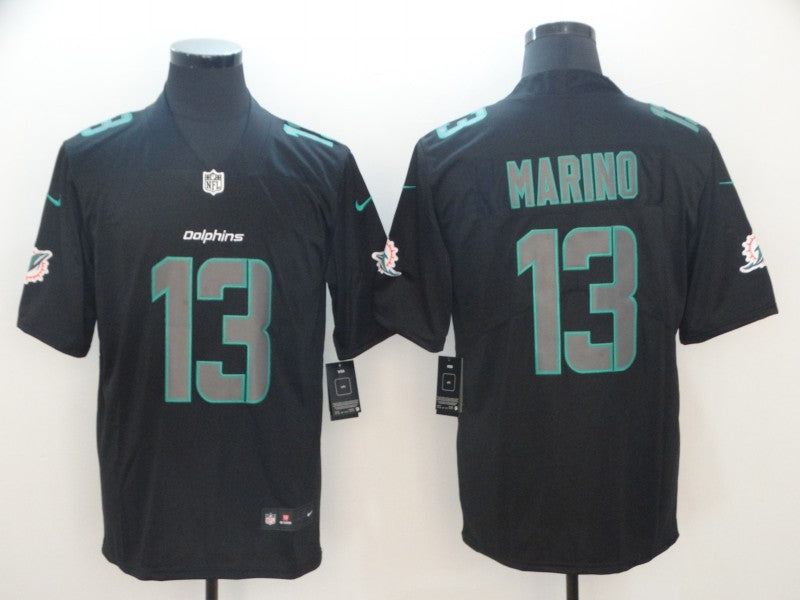 Men's Miami Dolphins Dan Marino #13 Black Player Game Jersey1 football jersey product view 1