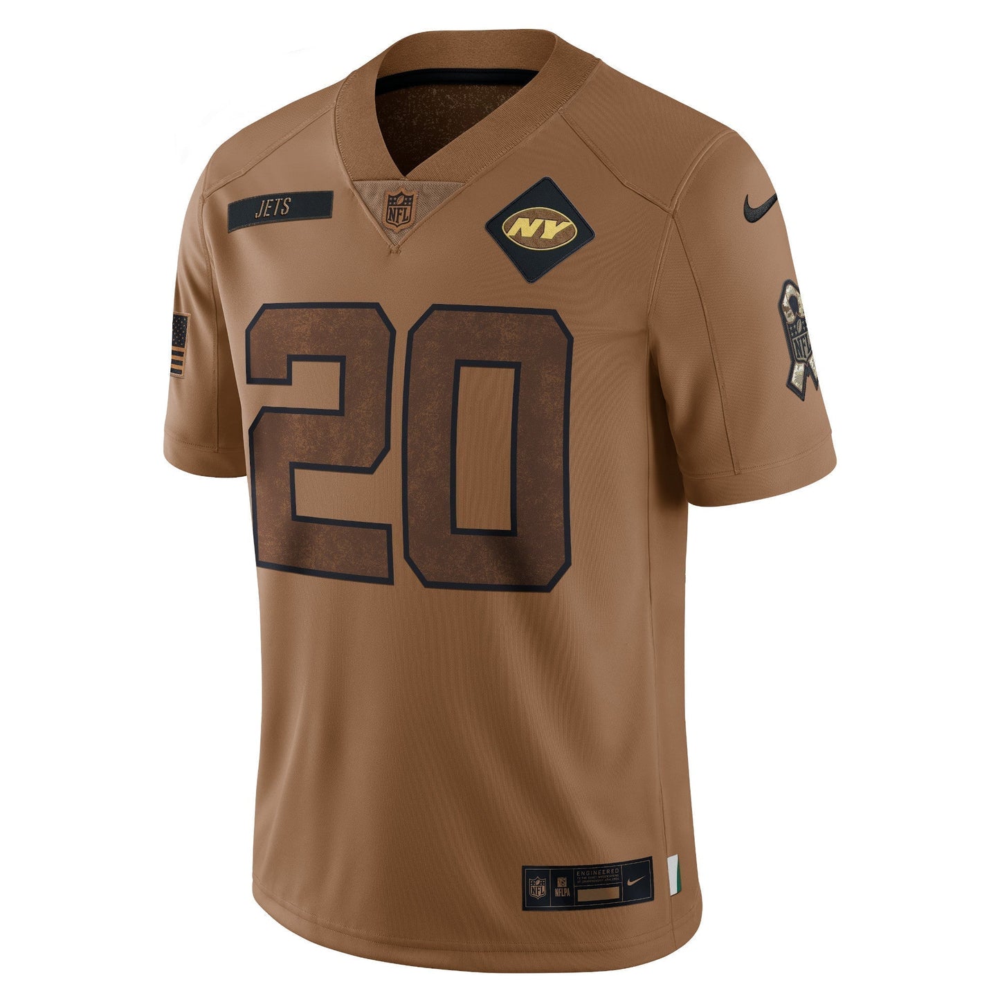 Breece Hall New York Jets Nike Salute To Service Limited Jersey - Brown football jersey product view 2