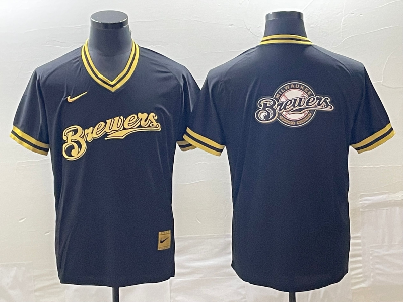 Men's Milwaukee Brewers Black Replica Team Jersey1 baseball jersey product view 1