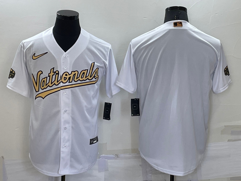 Men's Washington Nationals White Alternate Authentic Blank Jersey1 baseball jersey product view 1