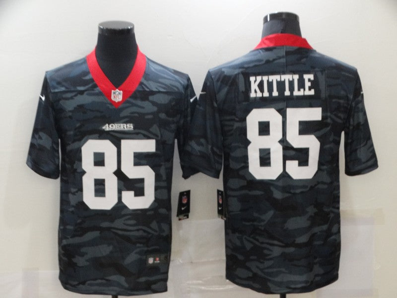 Men's San Francisco 49ers George Kittle #85 Gray Camouflage Game Jersey1 football jersey product view 1