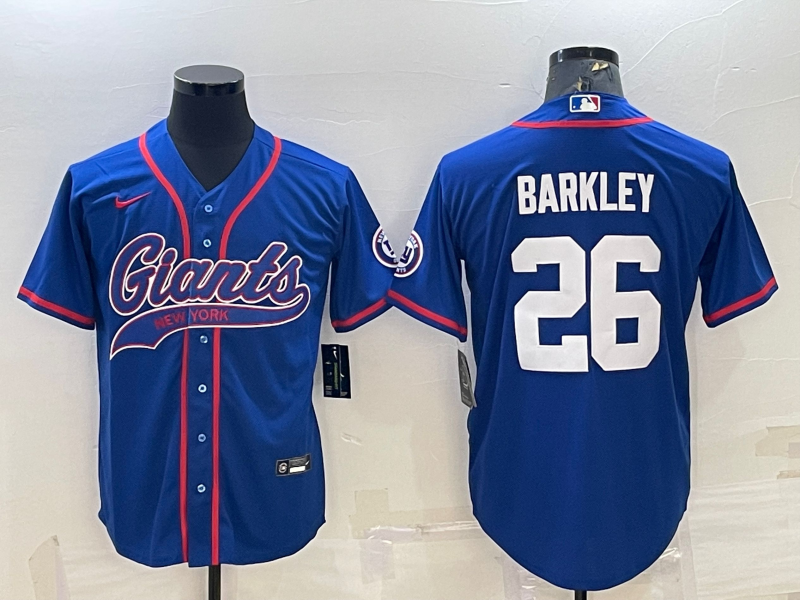 Men's New York Giants Saquon Barkley #26 Blue Game Jersey1 Joint Edition football jersey product view 1
