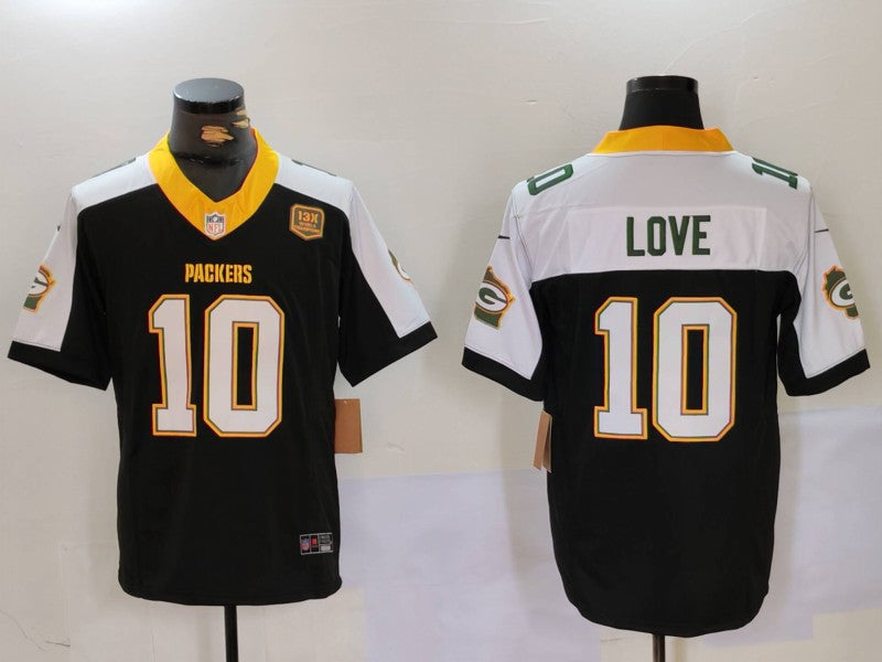 Men's Green Bay Packers Jordan Love #10 Black Game Jersey1 basketball jersey product view 1