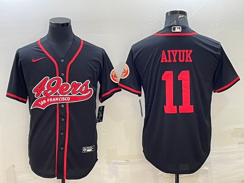 Men's San Francisco 49ers Brandon Aiyuk #11 Black Game Jersey1 Joint Edition football jersey product view 1