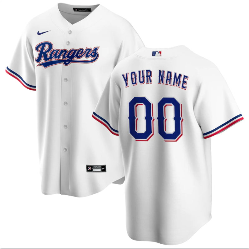 Men's Texas Rangers White Home Replica Custom Jersey baseball jersey product view 1
