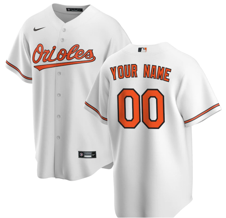 Men's Baltimore Orioles White Replica Custom Jersey1 baseball jersey product view 1