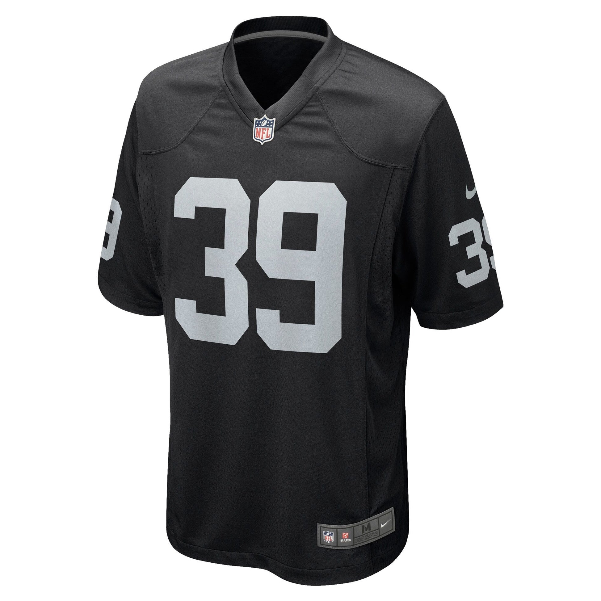 Nate Hobbs Las Vegas Raiders Nike Game Jersey - Black football jersey product view 2
