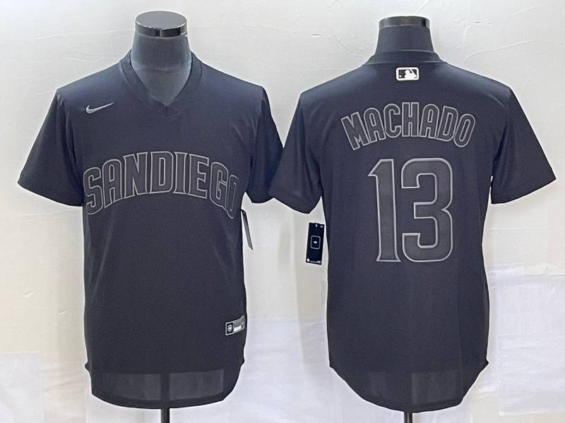 Men's San Diego Padres Manny Machado #13 Black Inverted Legend Jersey baseball jersey product view 1