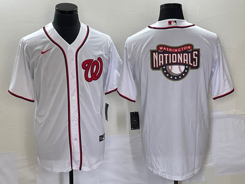 Men's Washington Nationals White Home Replica Team Jersey baseball jersey product view 1
