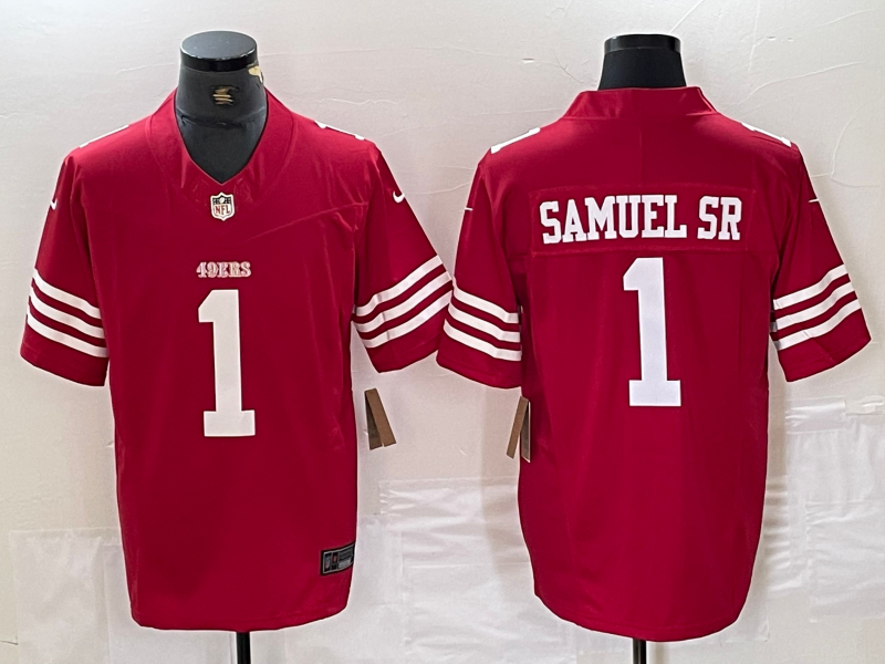 Men's San Francisco 49ers Deebo Samuel Sr #1 Scarlet Vapor F.U.S.E. Limited Jersey1 football jersey product view 1