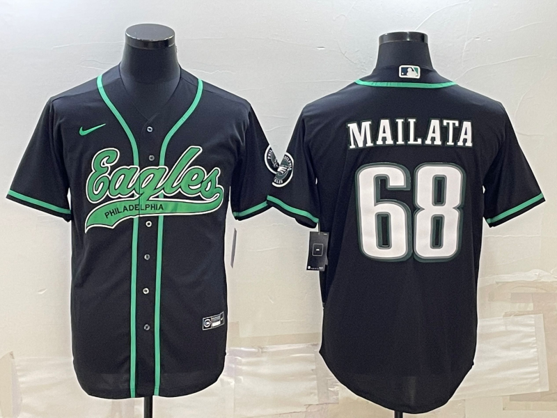 Men's Philadelphia Eagles Jordan Mailata #68 Black Game Jersey1 Joint Edition basketball jersey product view 1