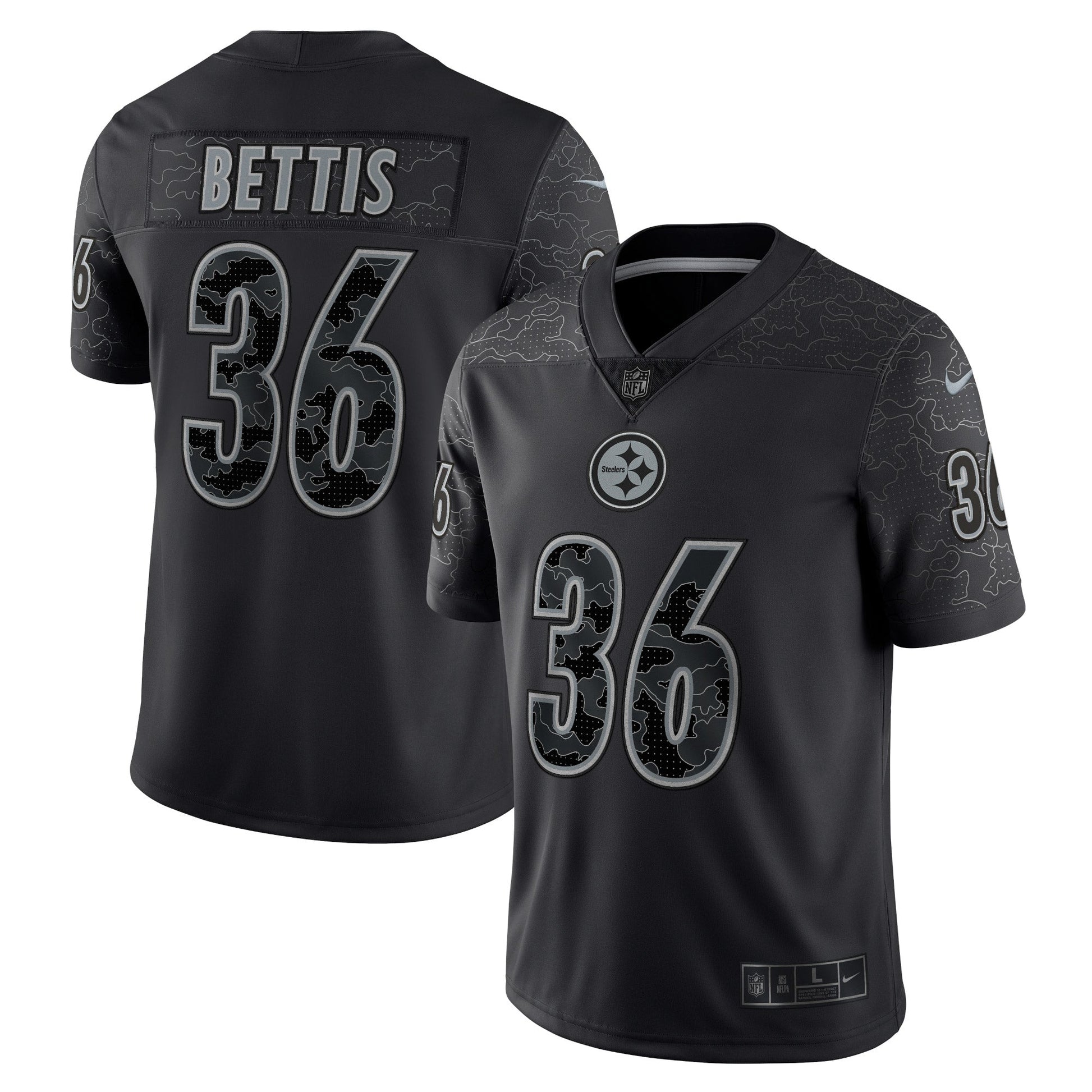 Jerome Bettis Pittsburgh Steelers Nike Retired RFLCTV Limited Jersey - Black football jersey product view 1