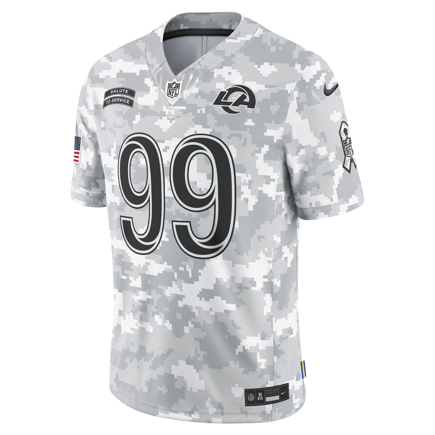 Aaron Donald Los Angeles Rams Nike 2024 Salute to Service Retired Limited Jersey - Arctic Camo football jersey product view 2