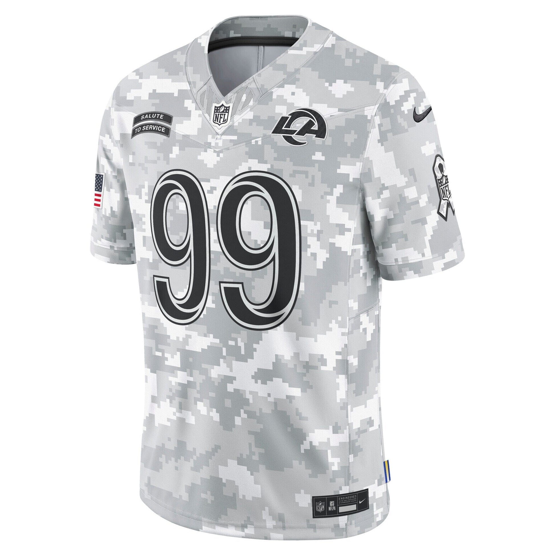 Aaron Donald Los Angeles Rams Nike 2024 Salute to Service Retired Limited Jersey - Arctic Camo football jersey product view 2