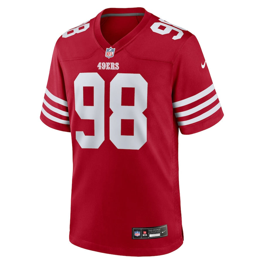 Men's San Francisco 49ers Mykel Williams Nike Scarlet 2025 NFL Draft First Round Pick Game Jersey football jersey product view 2