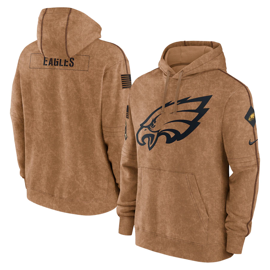 Men's Philadelphia Eagles Brown 2023 Salute To Service Club Pullover Hoodie1 football jersey product view 1