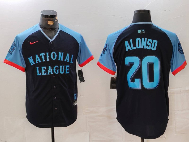 Men's National League Pete Alonso #20 Navy 2024 MLB All-Star Game Limited Player Jersey1 baseball jersey product view 1