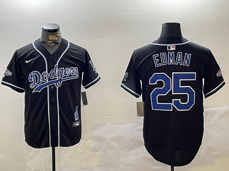 Men's Los Angeles Dodgers Tommy Edman #25 Black Replica Player Jersey1 baseball jersey product view 1