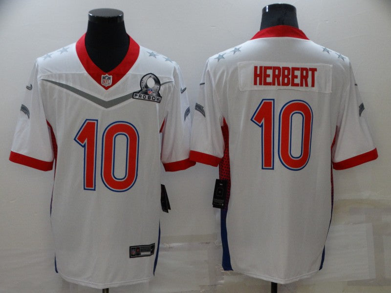 Men's Los Angeles Chargers Justin Herbert #10 White ALL STAR Game Jersey1 football jersey product view 1
