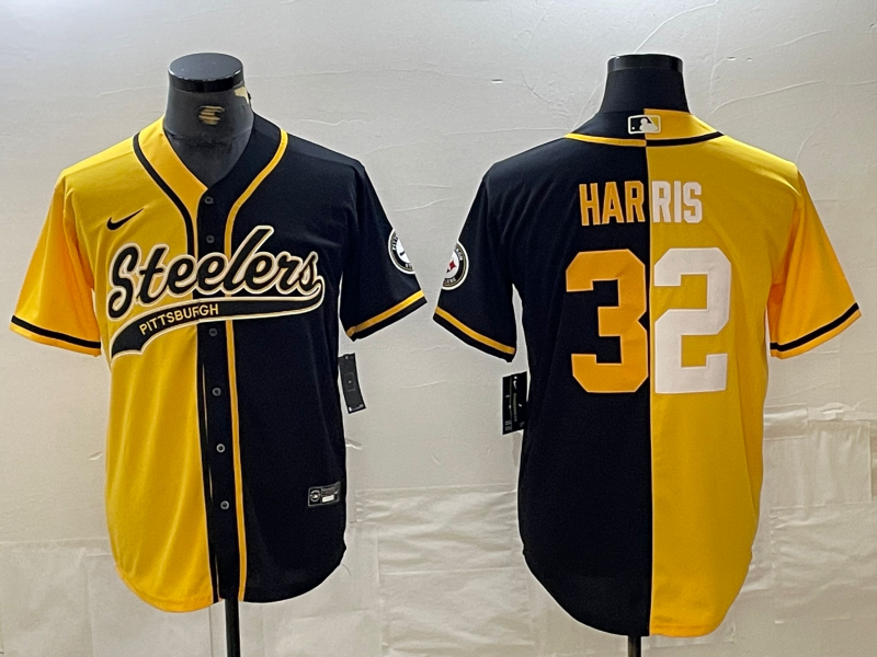 Men's Pittsburgh Steelers Franco Harris #32 Yellow/Black Game Jersey1 Joint Edition football jersey product view 1