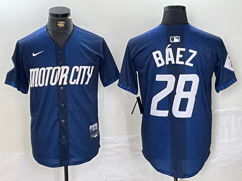 Men's Detroit Tigers Javier Baez #28 Navy 2024 City Connect Limited Player Jersey baseball jersey product view 1