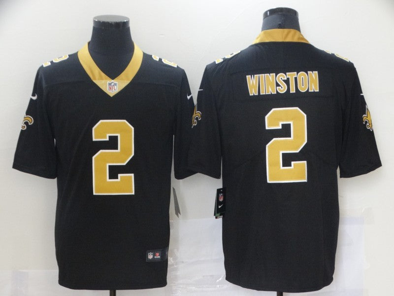 Men's New Orleans Saints Jameis Winston #2 Black Game Jersey1 football jersey product view 1