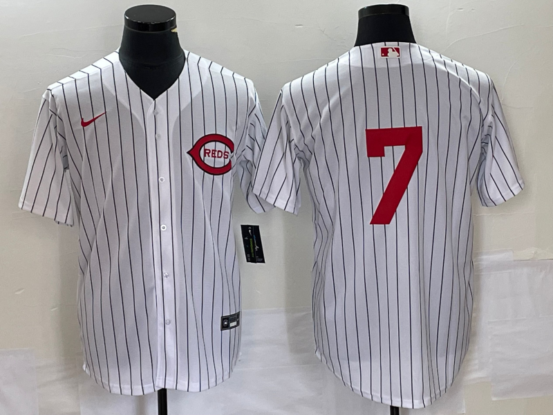 Men's Cincinnati Reds Spencer Steer #7 White 2022 MLB at Field of Dreams Game Authentic Player Jersey baseball jersey product view 1