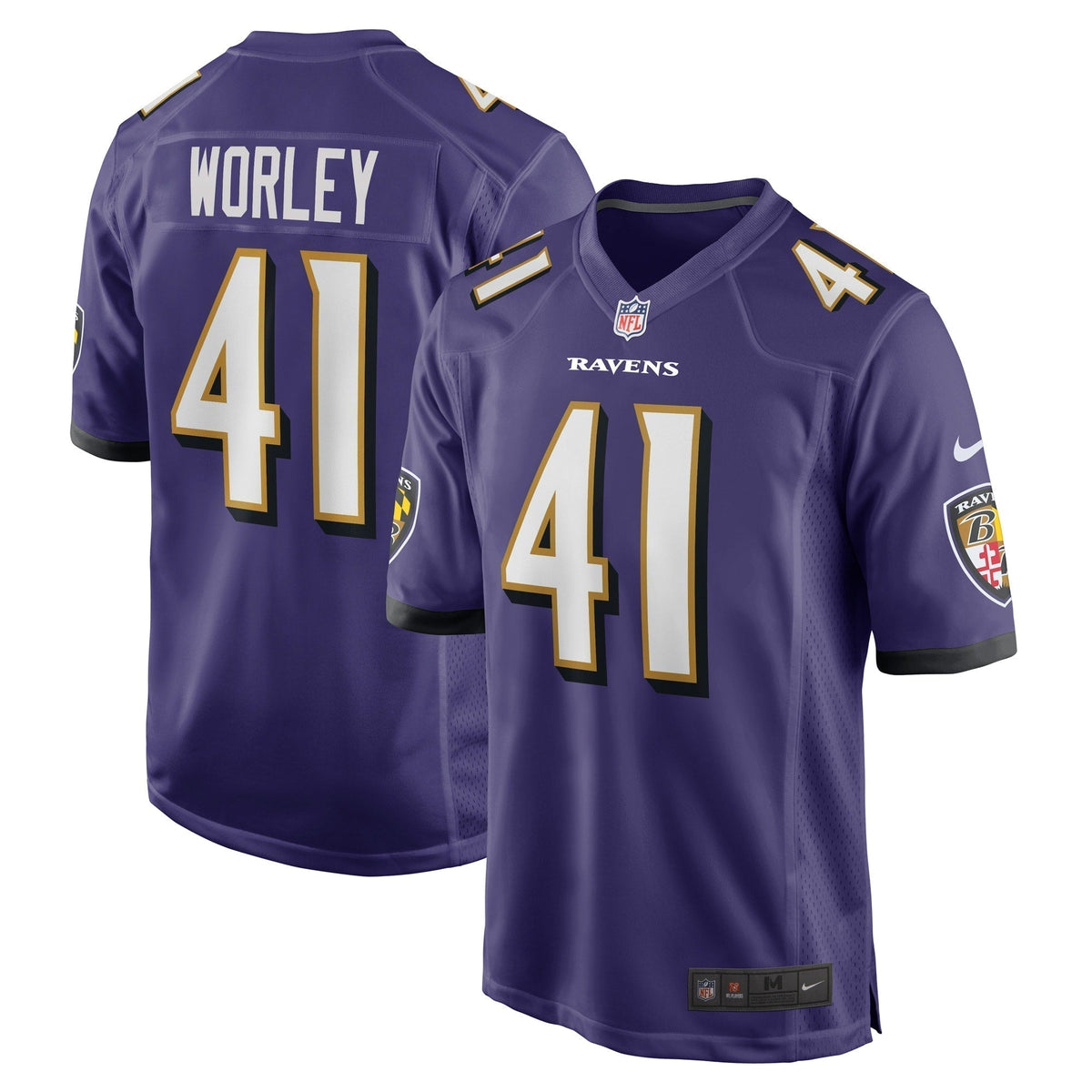 Daryl Worley Baltimore Ravens Nike Game Jersey - Purple football jersey product view 1