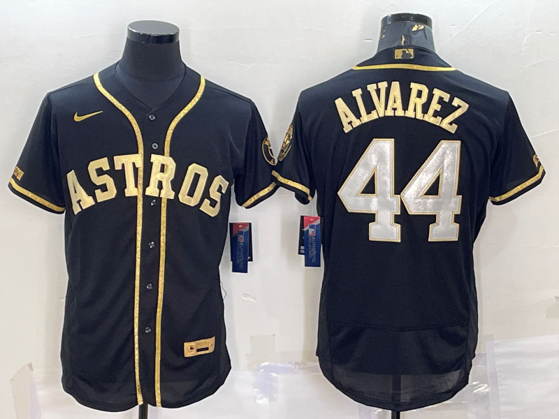 Men's Houston Astros Yordan Alvarez #44 Black Replica Authentic Jersey1 baseball jersey product view 1