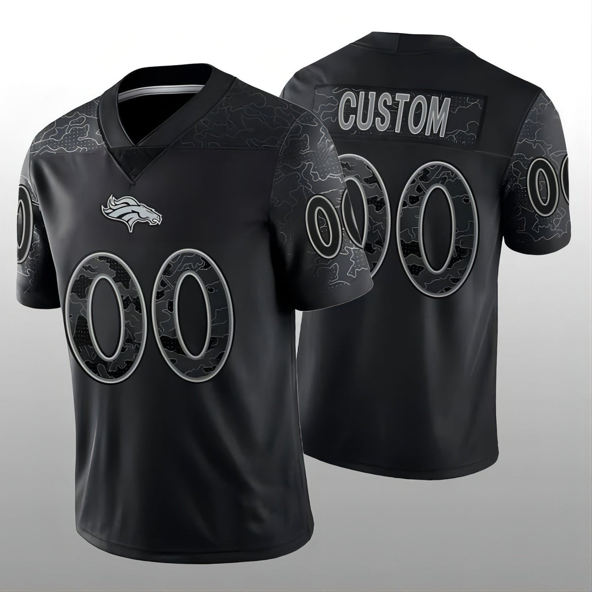 Custom1 Denver Broncos Black RFLCTV Limited Jersey1 Stitched Jersey1 American Football Jerseys football jersey product view 1