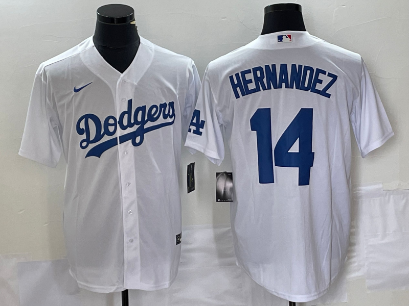 Men's Los Angeles Dodgers Enrique Hernandez #14 White Replica Game Jersey1 baseball jersey product view 1