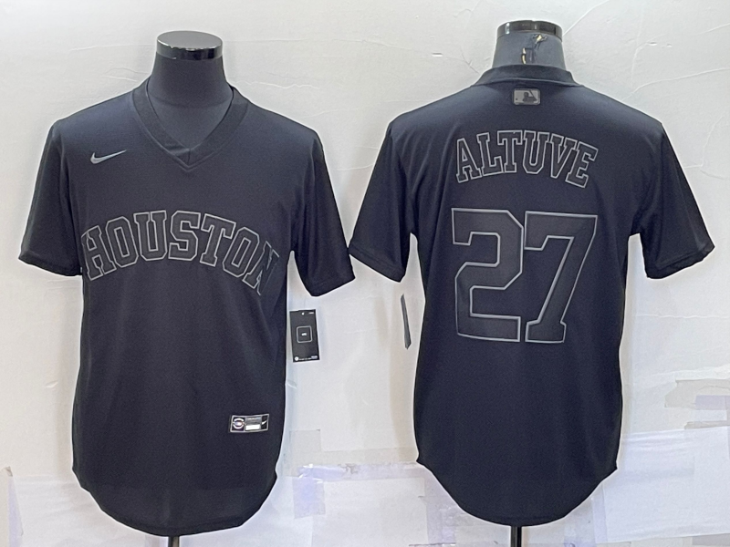 Men's Houston Astros Jose Altuve #27 Black Fashion Stitched Jersey1 baseball jersey product view 1