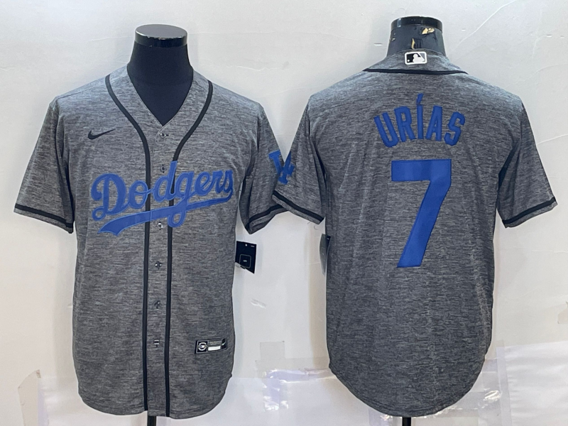 Men's Los Angeles Dodgers Julio Urias Gray Replica Player Jersey1 baseball jersey product view 1
