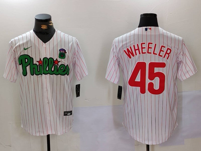 Men's Philadelphia Phillies Zack Wheeler #45 White Limited Player Jersey1 baseball jersey product view 1