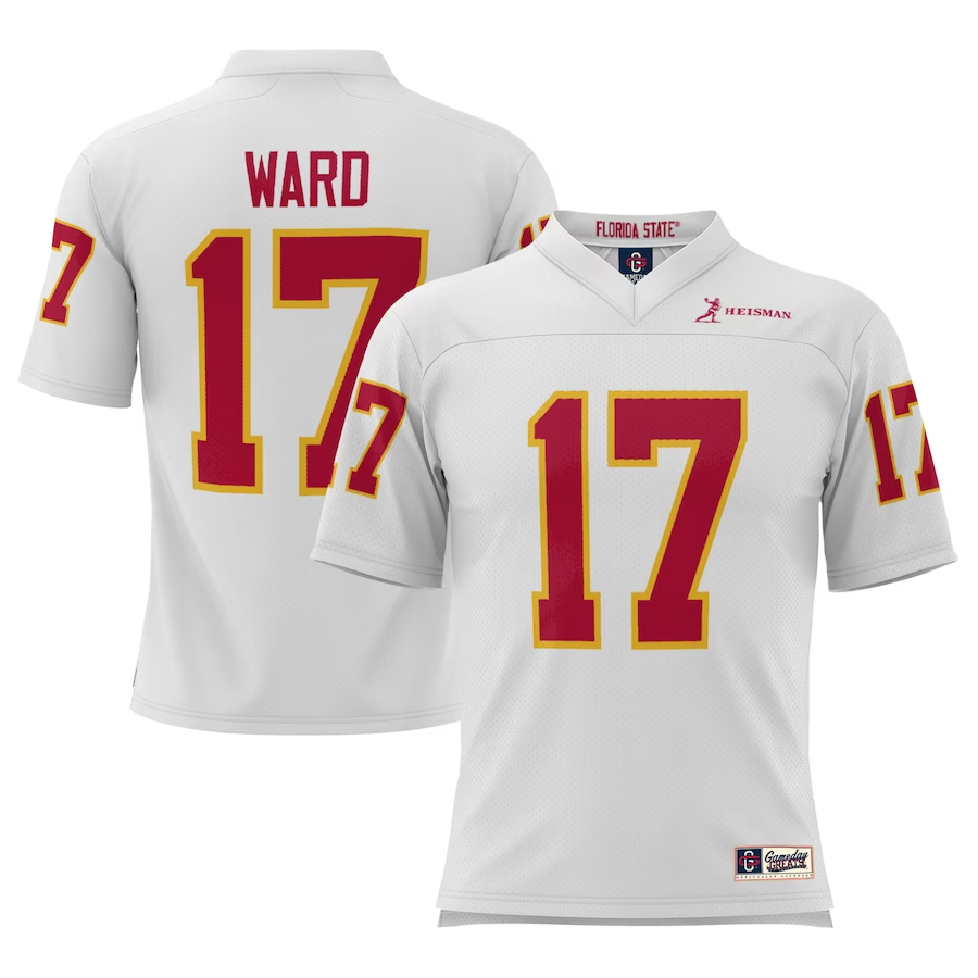 Men's Florida State Seminoles Charlie Ward #17 White Player Game Jersey sports jersey product view 1