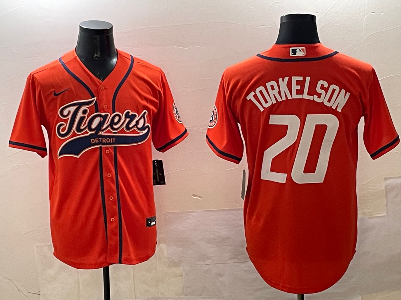 Men's Detroit Tigers Spencer Torkelson #20 Orange Replica Player Jersey baseball jersey product view 1