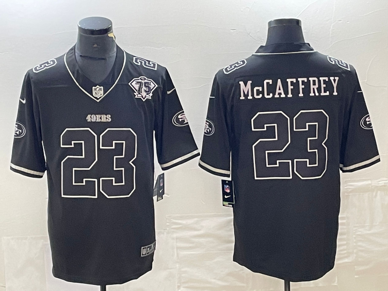 Men's San Francisco 49ers Christian McCaffrey #23 Black Player Game Jersey1 football jersey product view 1