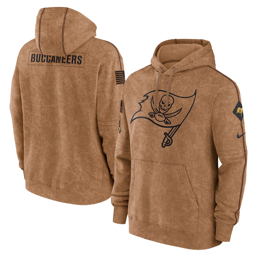 Men's Tampa Bay Buccaneers Brown 2023 Salute To Service Club Pullover Hoodie1 football jersey product view 1
