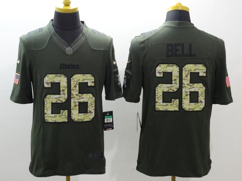 Men's Pittsburgh Steelers LeVeon Bell #26 Army Green Game Jersey1 football jersey product view 1