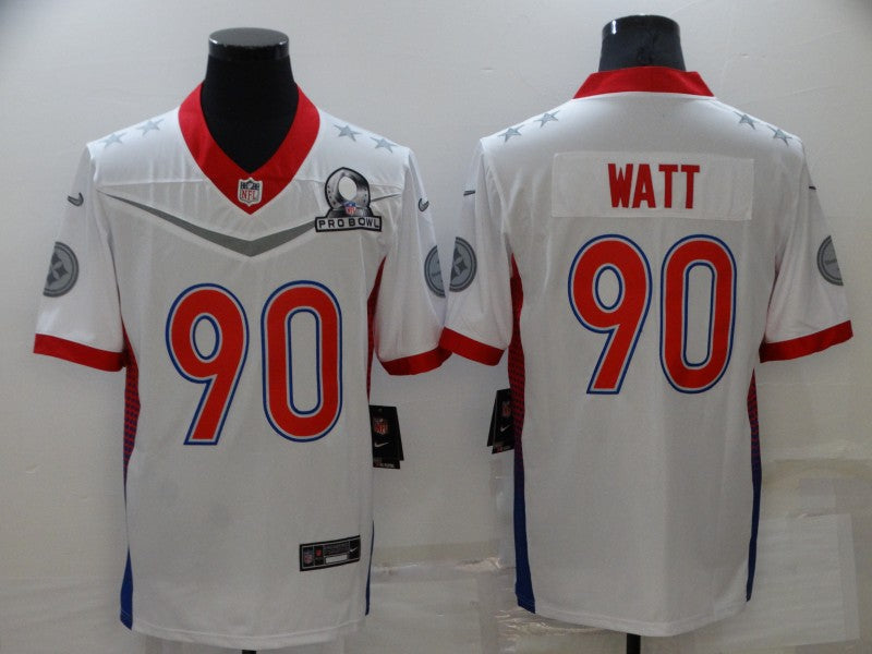 Men's Pittsburgh Steelers T.J. Watt #90 White All Star Game Jersey1 football jersey product view 1