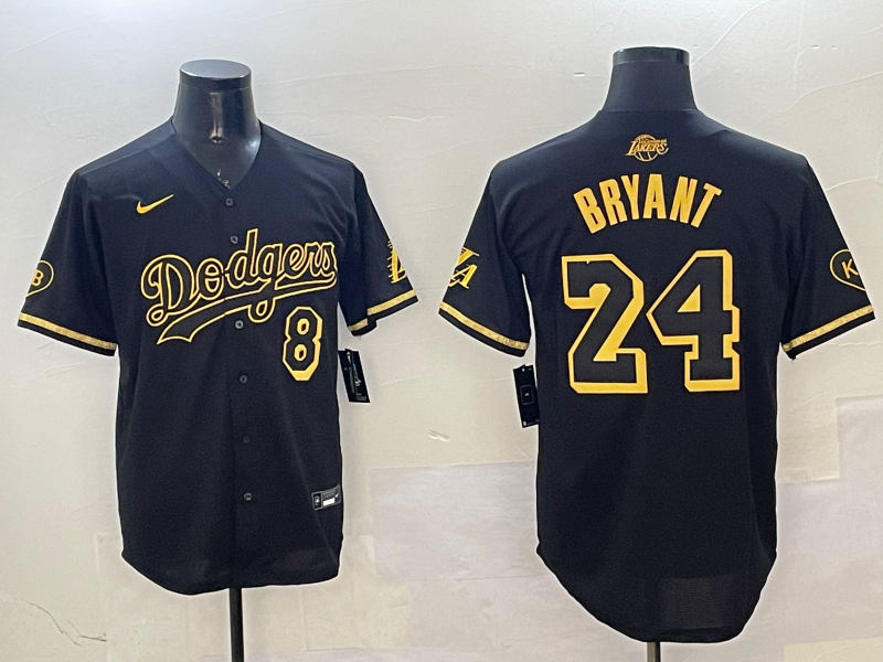 Men's Los Angeles Dodgers Kobe Bryant #24 Black Game Player Jersey1 basketball jersey product view 1