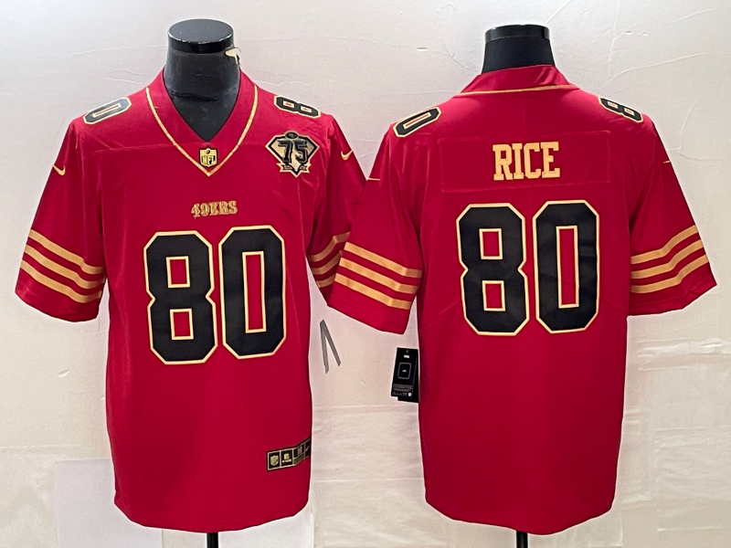 Men's San Francisco 49ers Jerry Rice #80 Scarlet Vapor Elite Retired Player Jersey1 football jersey product view 1
