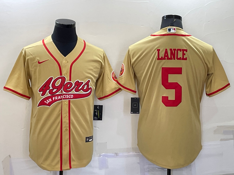 Men's San Francisco 49ers Trey Lance #5 Gold Game Jersey1 Joint Edition football jersey product view 1